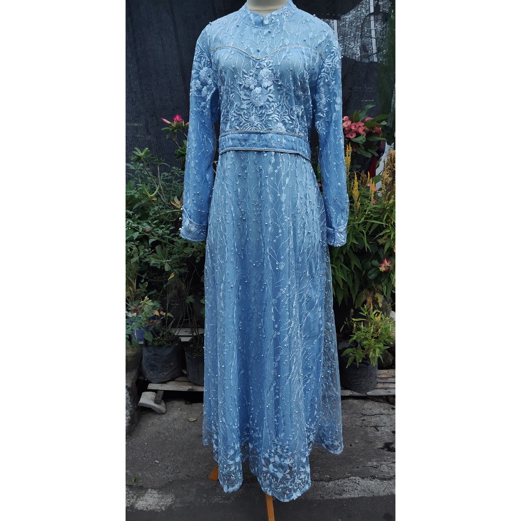 GAMIS RATU BROKAT TILE BIRU WARDAH