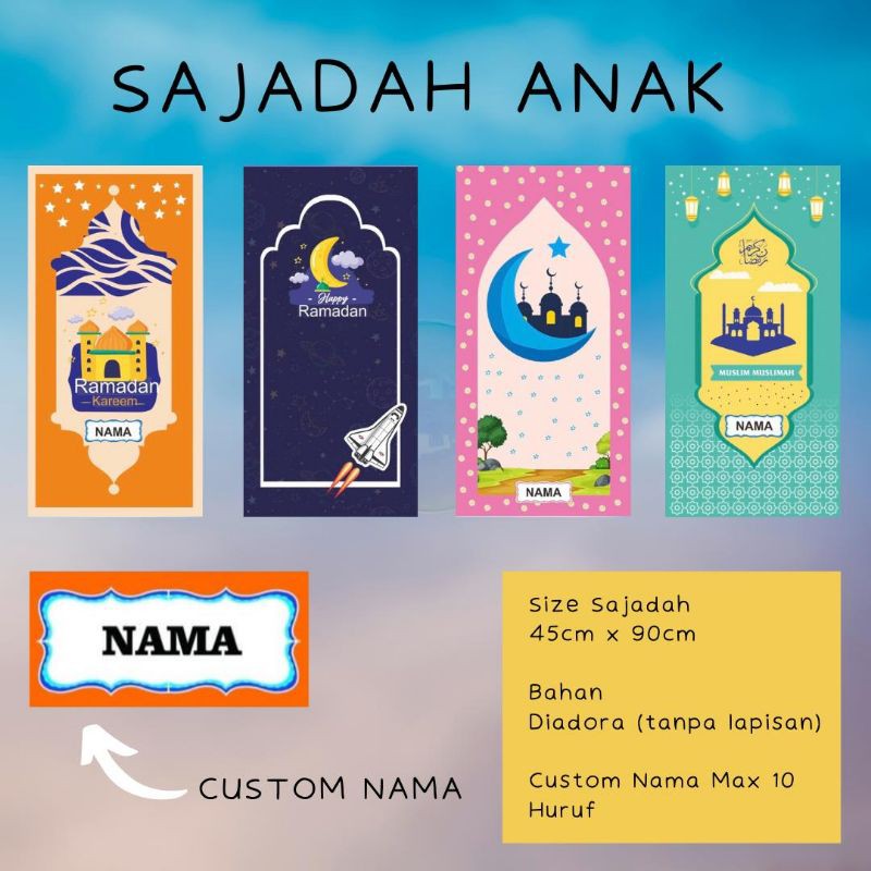 Sajadah Anak Sajadah Custom Anak Sajadah Karakter