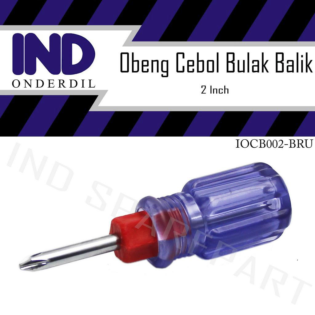 Obeng Cebol-Mini-Kecil-Stubby Bulak-Bolak Balik 2 Way-2Way 2 inch-In Plus-Minus Biru