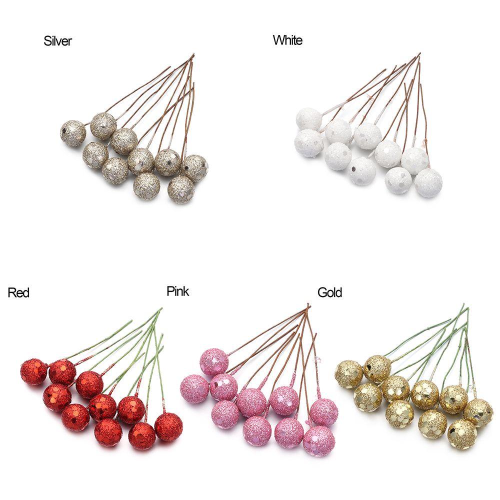 Solighter 10 Pcs Small Berries Home Floral Decor DIY Dekorasi Pernikahan Bunga Kerajinan Perlengkapan Pesta Benang Sari Artificial Flower