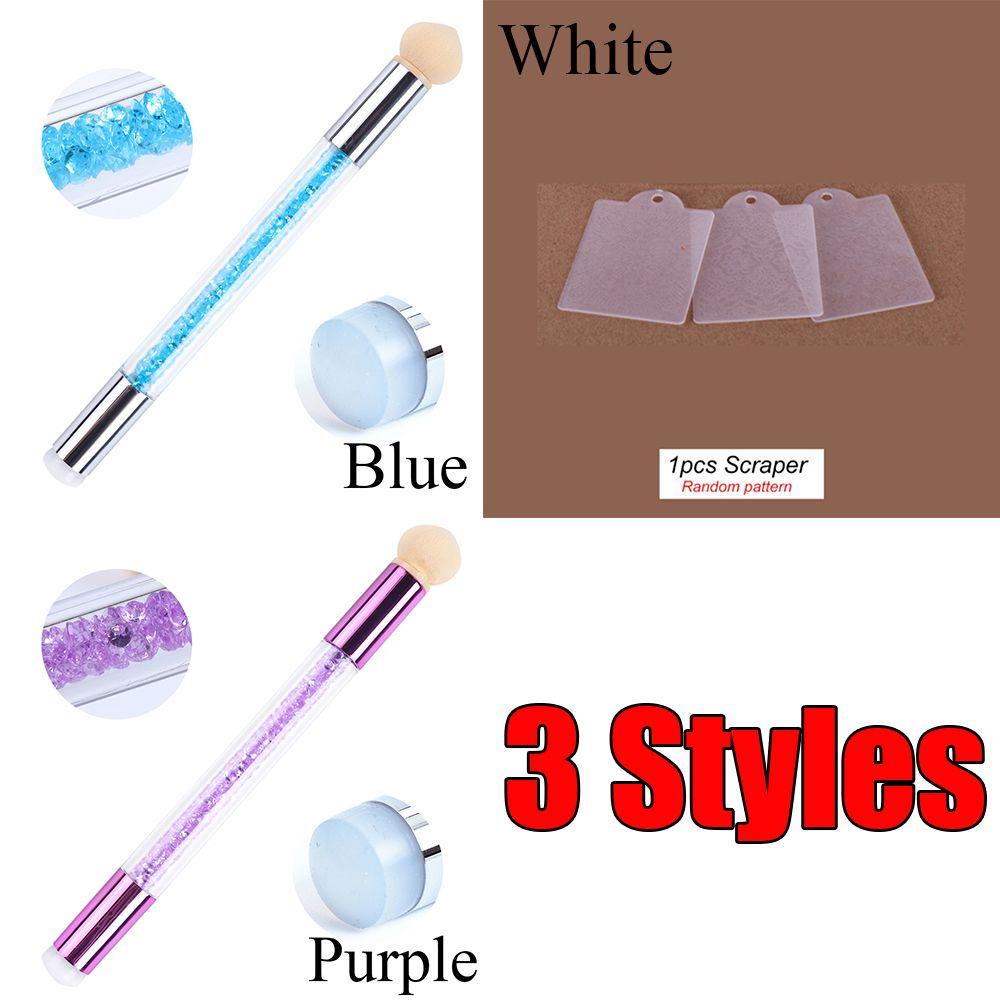 Solighter Kuas Nail Art DIY Manicure Rhinestone Handle Mekar Dua Kepala