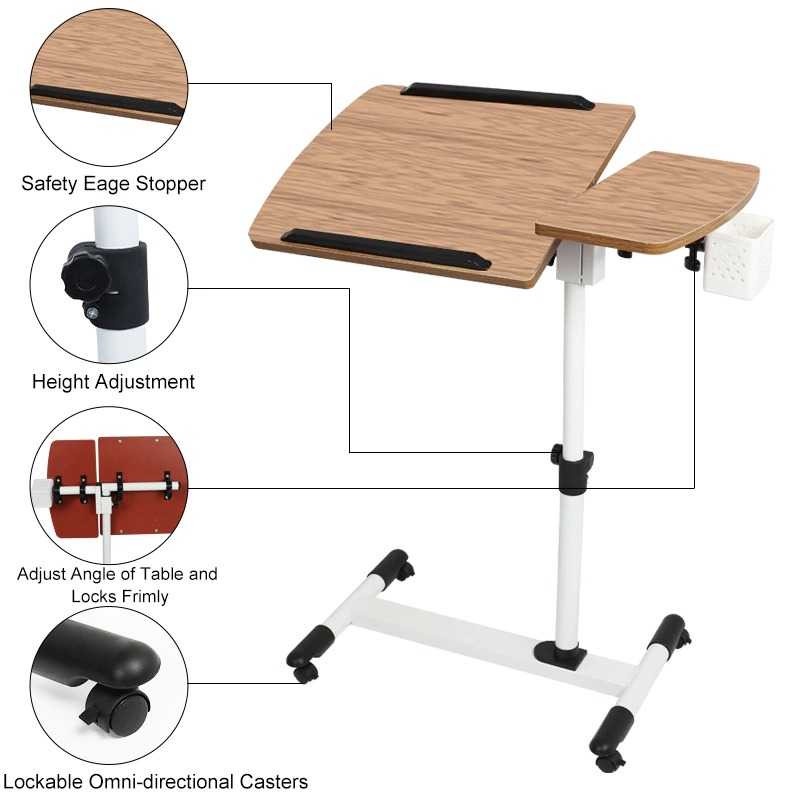 Meja Kerja Laptop Minimalis Roda Rotate Standing Desk Telescopic