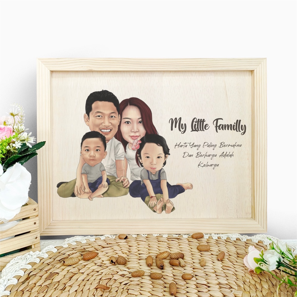 Hadiah Custom Karikatur Kayu Unik, Wood Karikatur Memories