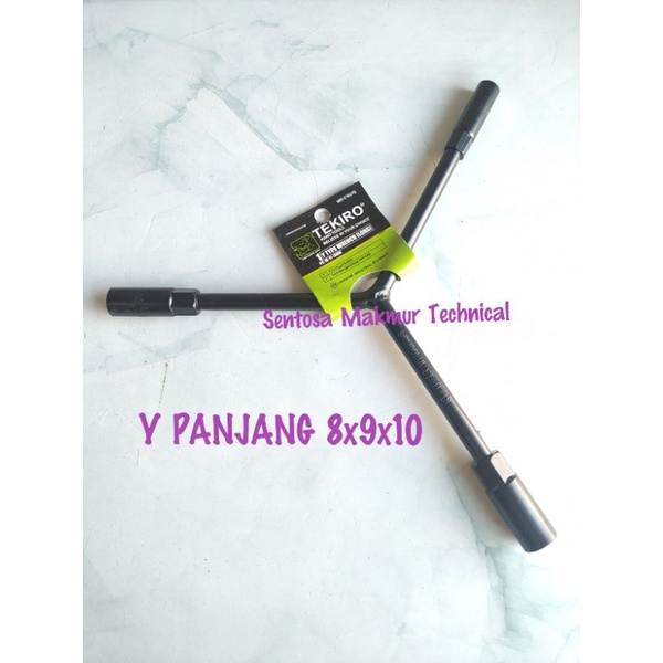 TEKIRO Y 8 x 9 x 10 MM Kunci Sok Sock Soket Cabang 3 Tiga Long PANJANG