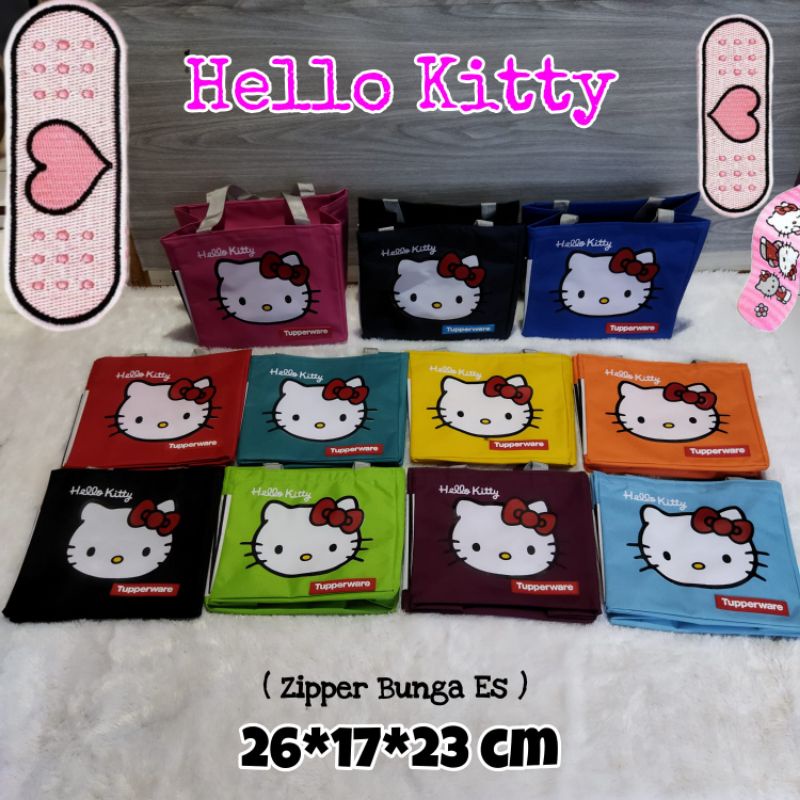 Tas bekal Hello Kitty Tupp ( Zipper bunga es )