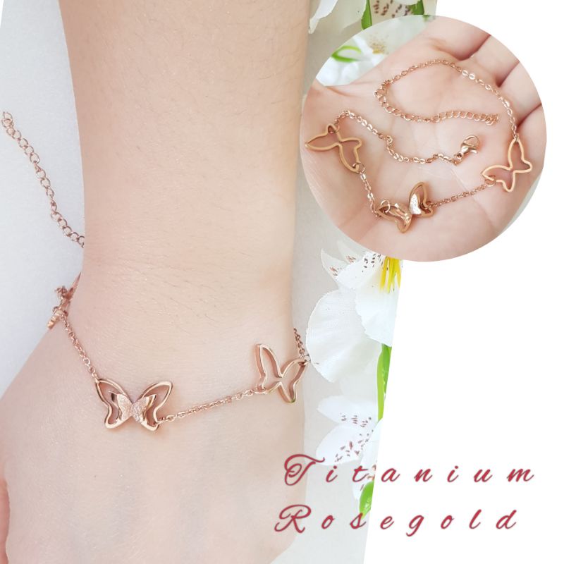 New Edisi terbatas Gelang Tangan Kaki Kupu-kupu impor Rosegold Titanium K-gold Fashion