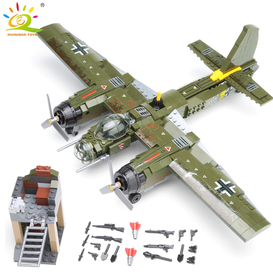 Mainan Lego 559pcs Military Ju-88 bombing plane Building Block WW2 Helicopter Army weapon soldier
