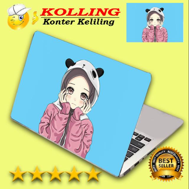 Garskin Laptop kartun muslimah imut Skin Laptop Stiker Laptop