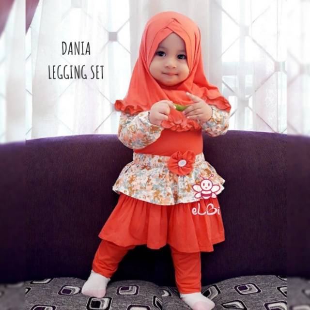 Gamis anak muslim butik Dania legging set