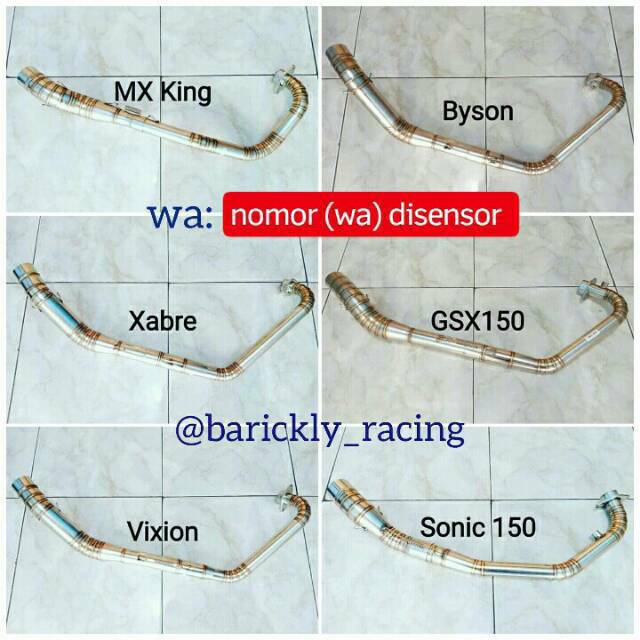 Leheran Gulu Banyak Pipa Leher Knalpot Xabre Sonic Mx King Vixion NVL Old GSX 150 Byson Full Cacing