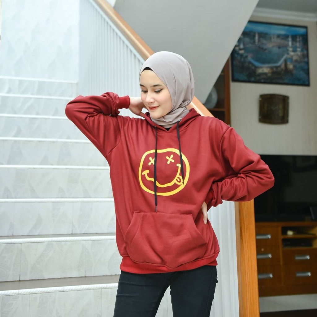 Hoodie Emoji Atasan Pria Wanita Motif Emoticon Terbaru