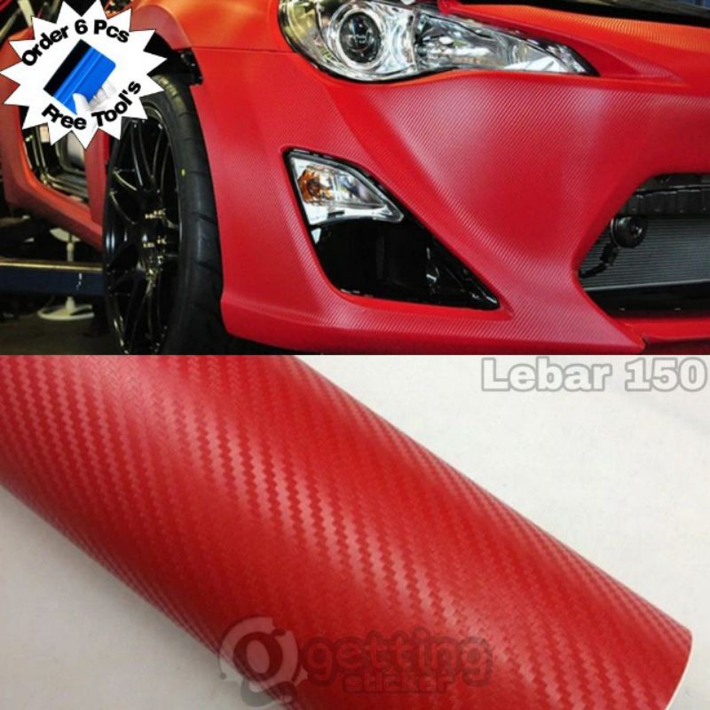 Sticker Carbon 3D Merah