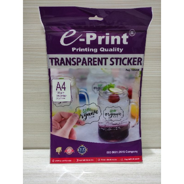 

Kertas transparent sticker e-print a4 150gsm
