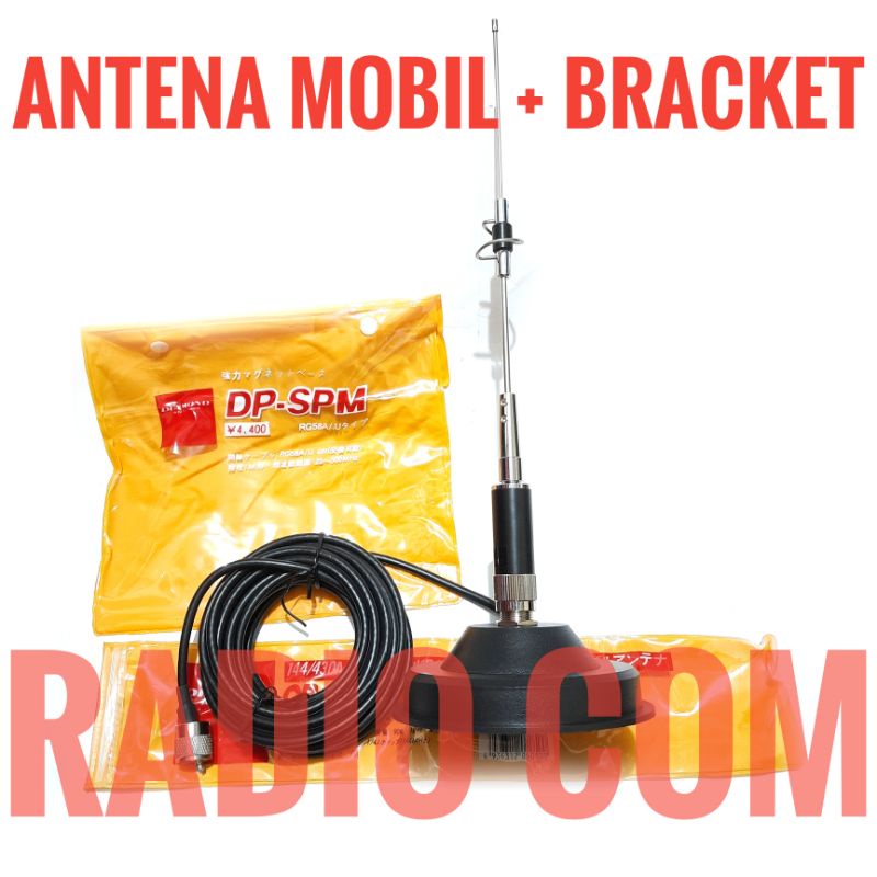 PAKET ANTENA RADIO MOBIL DUALBAND CR77 PLUS BRACKET MAGNET DP SPM - ANTENA RADIO RIG MINI BRACKET