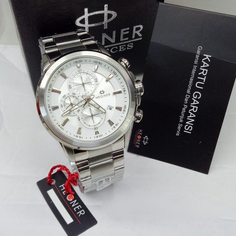 Jam tangan Hegner 5011 Tali Rantai Silver Original Pria