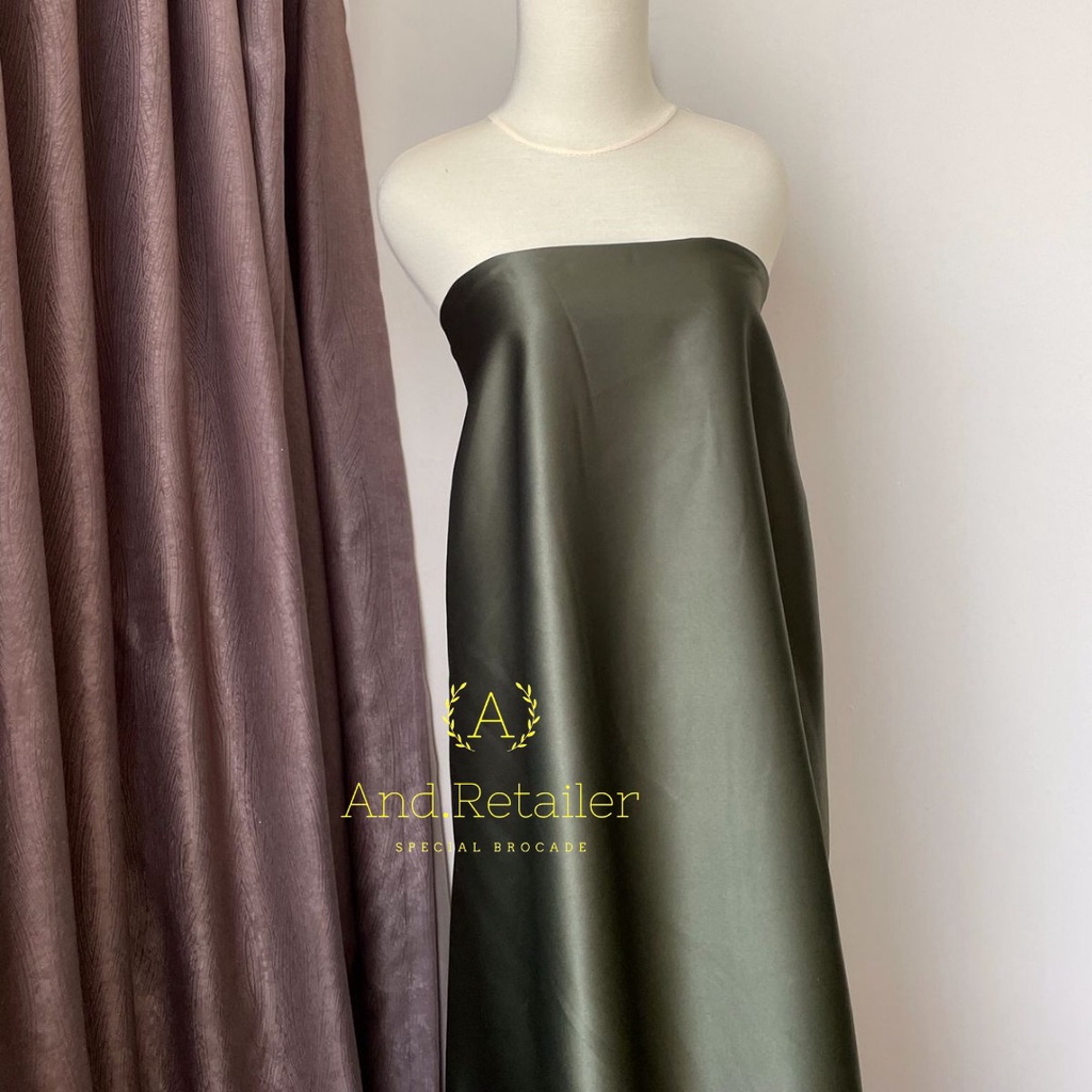 Kain Satin Velvet Premium Warna Hijau Army Bahan Seragaman Bahan Furing Bisa untuk Background Backdrop Foto Produk