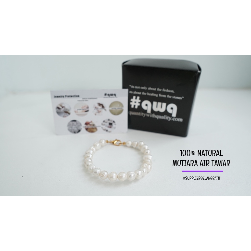 gelang NATURAL MUTIARA AIR TAWAR 8MM freshwater pearl asli putih