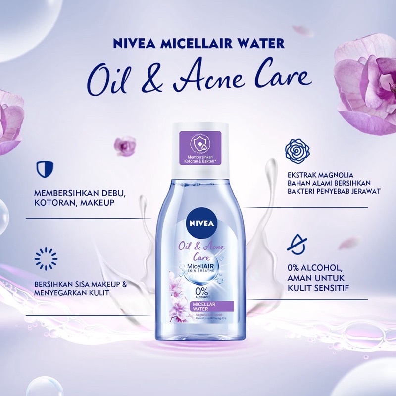 Nivea Micellair Skin Breathe Hydration Pearl White Oil Acne 125 200 400 ml - Micellar Water Pembersih Muka Make Up COD