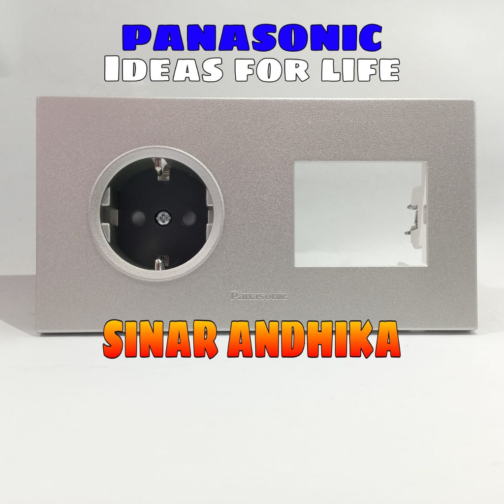 STOP KONTAK SINGLE (CP) + FRAME SAKLAR SILVER STYLE E PANASONIC WESJP 11212MWS