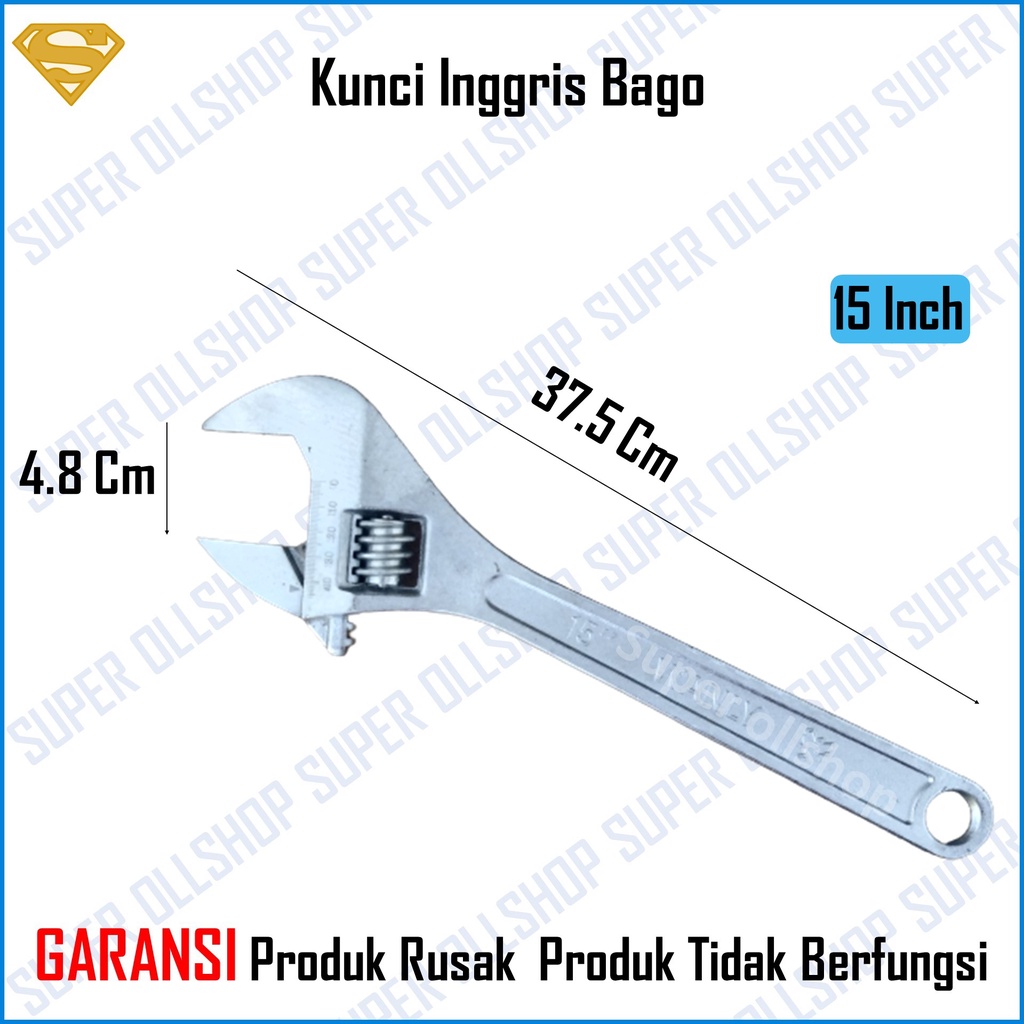 Kunci Inggris Bago Ingris Baco Bako Adjustable Wrench 15 Inch 375 Mm