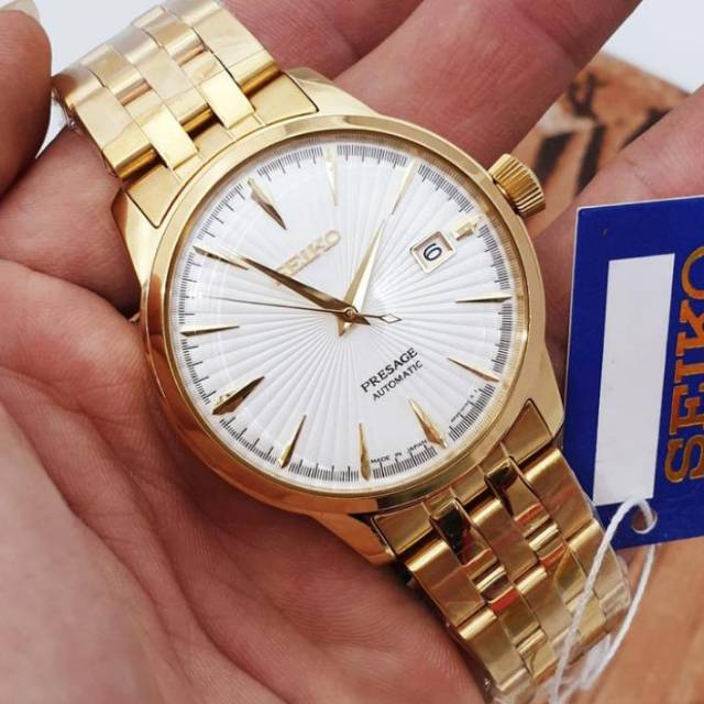 Jam Pria Merk Seiko Presage Automatic Gold Ori BM