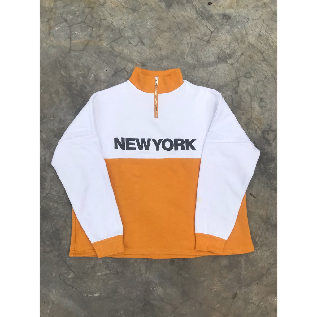 Sweater Super Six Half Zip Oranye Putih