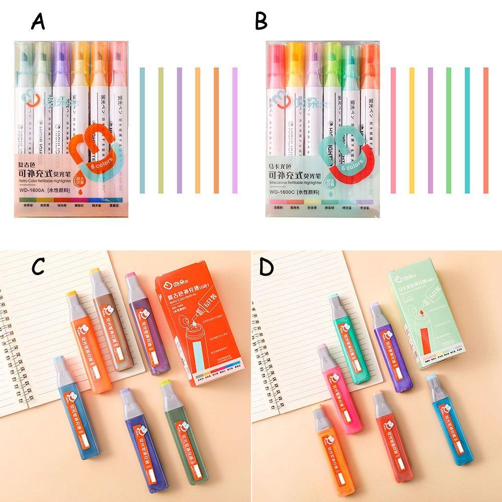 Preva 6PCS/Set Stabilo Pen Set Good-looking Perlengkapan Kantor Sekolah Menggambar Graffiti Alat Tulis Pena Warna