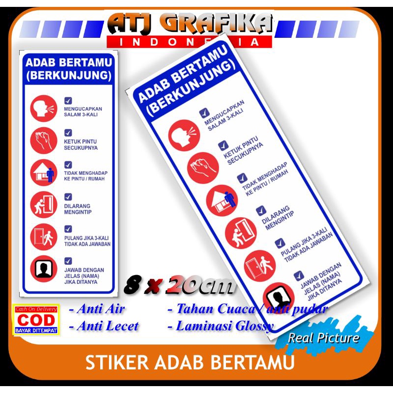 

Stiker adab bertamu datang sticker pintu pagar rumah toko kantor