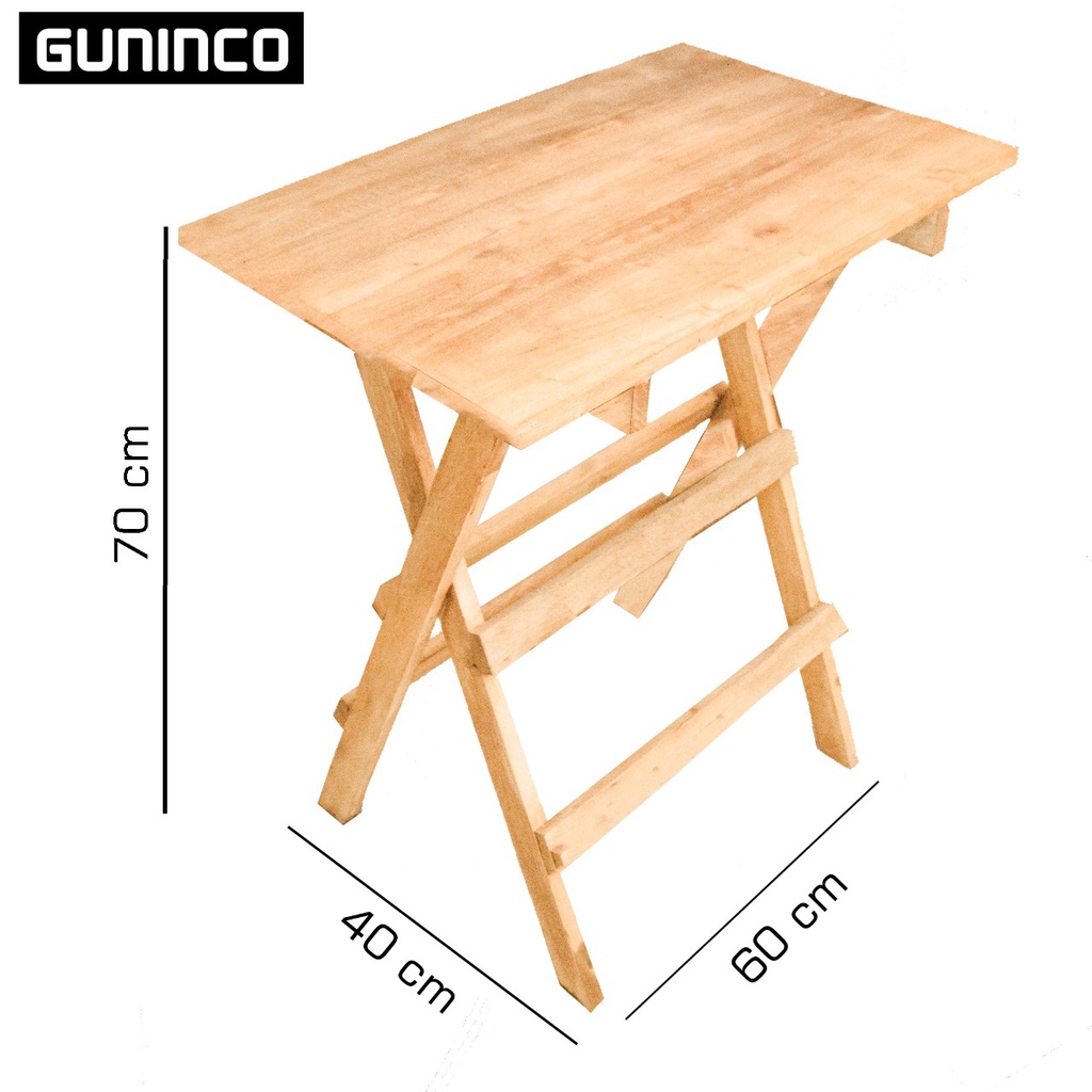 GUNINCO MEJA LIPAT Kayu 60x40 Tinggi 70 Minimalis Meja Belajar Hias Taman Kayu Coklat