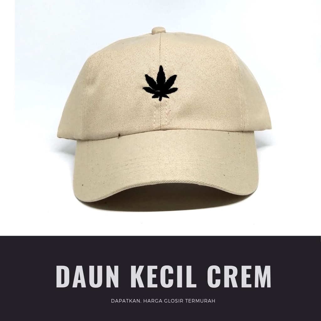 Termurah Topi baseball / garis tiga / challange / reclusive / kaktus / smile / pesawat kertas / yours / brotosaurus dino / daun kecil rasta / pohon kelapa  ring premium dan pertamax pria wanita kpop korea-Daun KCL crem