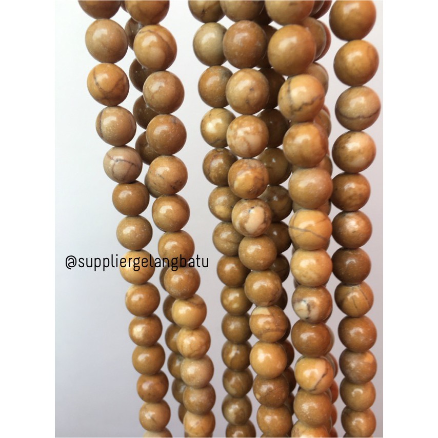 bahan yellow jasper kuning 10mm ryolit natural renceng asli batu alam aksesoris craft fashion grosir