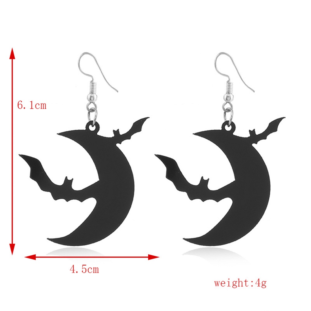 【COD Tangding】Anting Desain Tengkorak Laba-Laba Bahan Akrilik Warna Hitam Gaya Eropa Amerika Untuk Halloween