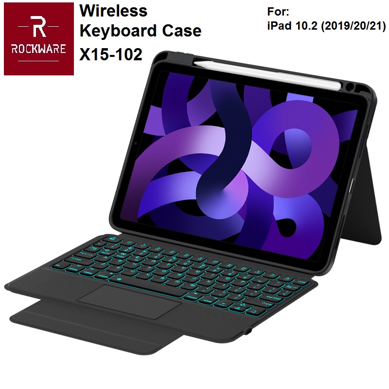 AKN88 - ROCKWARE X15-102 - Wireless Keyboard Case for iPad 10.2 (2019-2021)