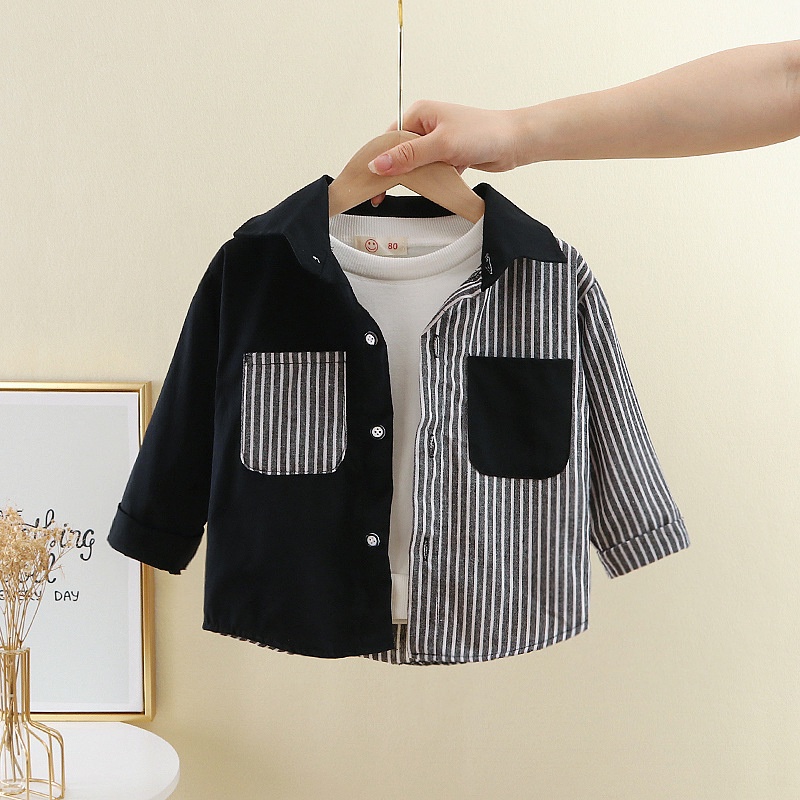  kemeja anak laki laki import motif garis 2 warna fashion korea import atasan lengan panjang grosir kemeja anak cowok impor kemeja anak cowok import-1