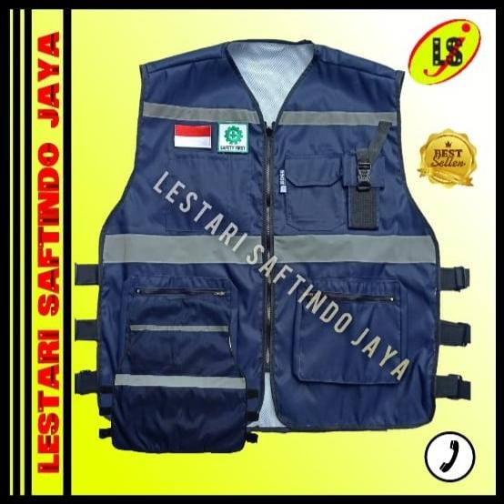 Rompi Safety Vest Taslan Biru Dongker-Rompi Safety Vest Proyek Navy