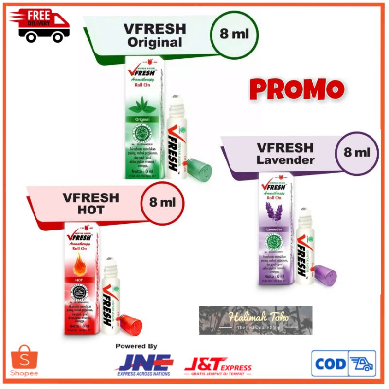 Minyak Angin Vfresh 8ml dari caplang | freshcare vfresh hot original lavender