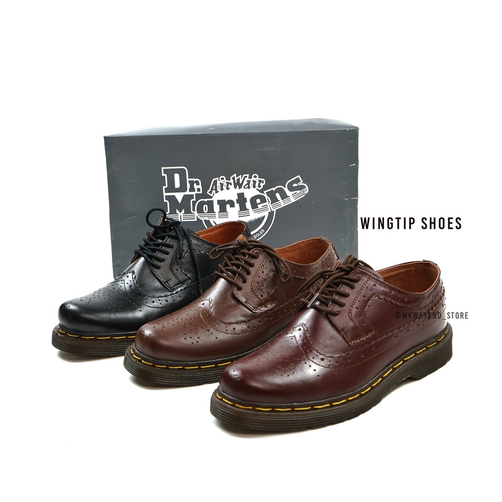 Sepatu Low Boots Docmart Dr Martens Kulit Asli / Sepatu Brogue Wingtip Docmart Kulit Asli lokal