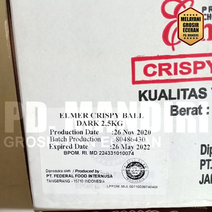

ELMER COKLAT BUTIR 25 KG CRISPY BALL