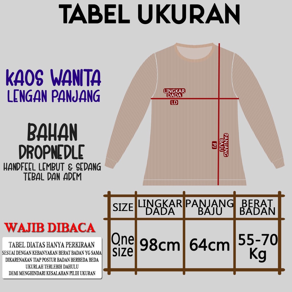 kaos lengan panjang wanita kaos atasan panjang t shirt dropnedle