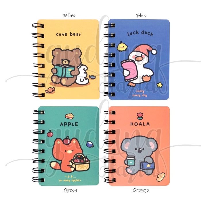 Notebook A7 Spiral Colorful Cute Animal Buku Motif Bear GH 308544