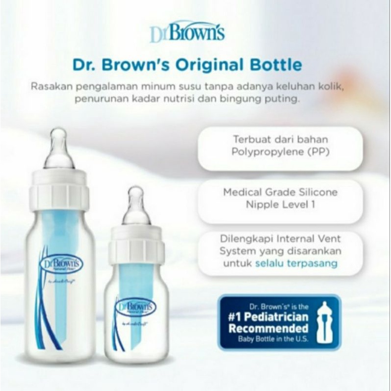 Botol susu Dr Brown's narrow neck Anti sedak 60ml 120ml anti colic kolik newborn bottle Dr Browns