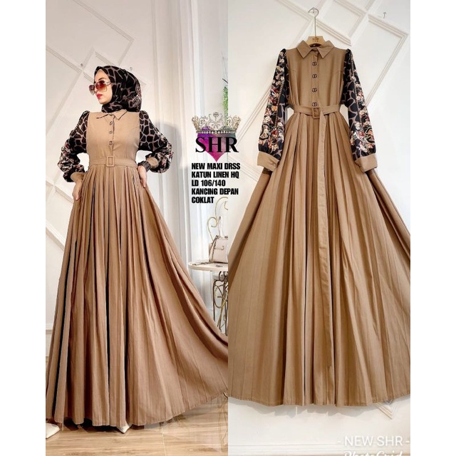 New Maxi dress SHR katun linen premium