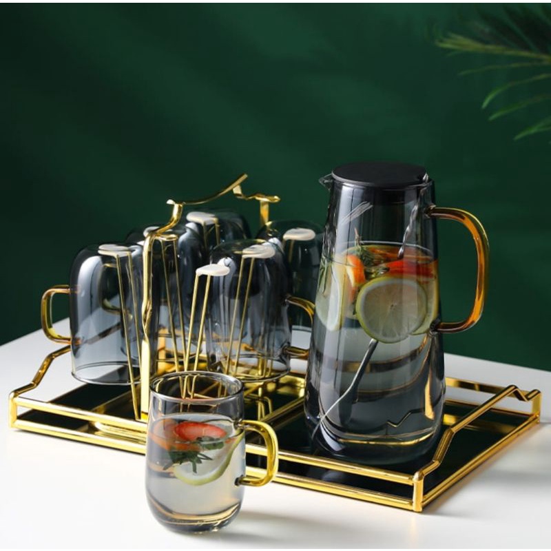 Kettle Set mewah/Teko Kaca Mewah Set Gelas & Tray High Quality & High Class