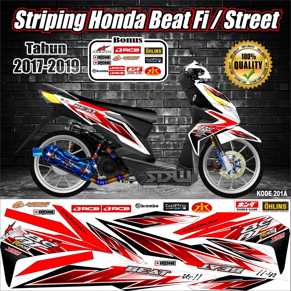 Striping Beat 2017-2019  Stiker Lis Motor Beat Variasi kode 201