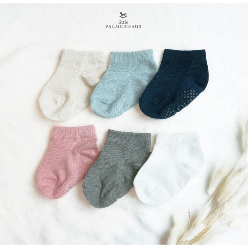 LITTLE PALMERHAUS Basic Short Socks / Kaos Kaki Bayi Anak Antislip 0-12M 12-24M