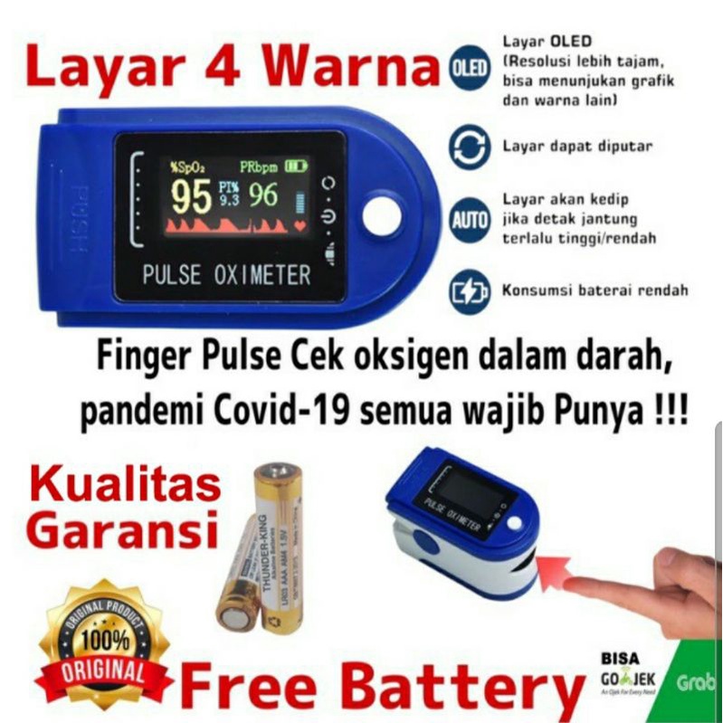 PROMO FREE BATREI OXYMETER OXIMETER FINGERTIP PULSE SPO 2 ALAT UKUR KADAR OXSIGEN DARAH LK 88