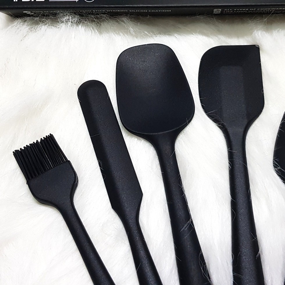 6 PC Set spatula silicon masak sutil kuas tanpa sambungan tahan panas food grade tebal dan lentur