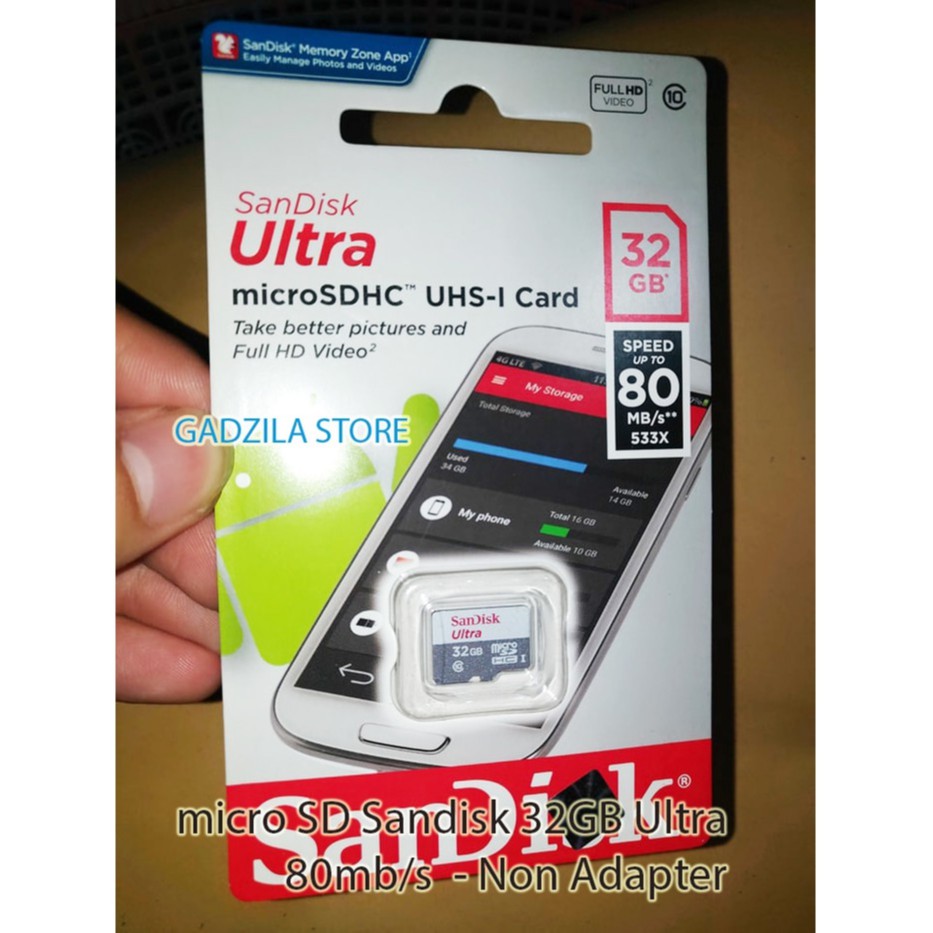 SanDisk Micro SD 32GB 80MB/s CLASS 10 Non Adapter microSD 32 GB Ultra