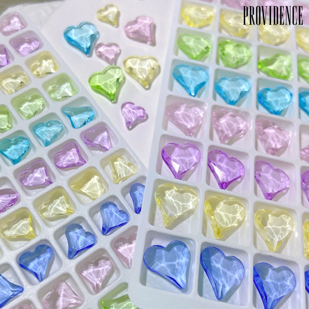 Providence 10Pcs Charms Berlian Imitasi Bentuk Hati 3D Warna Campur Untuk Dekorasi Nail Art