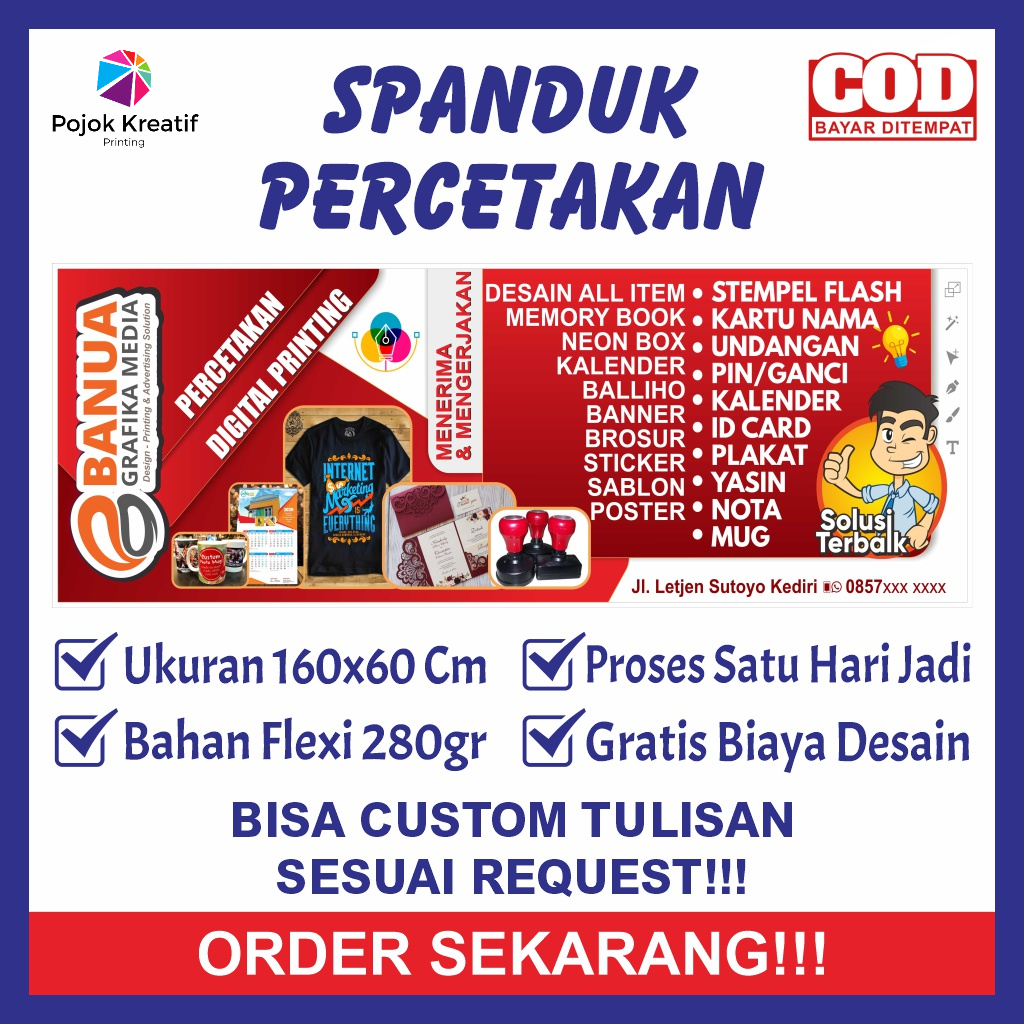 Jual Spanduk Sepanduk Banner Baner Bener Backdrop Plang Promosi Usaha Baliho Percetakan Digital